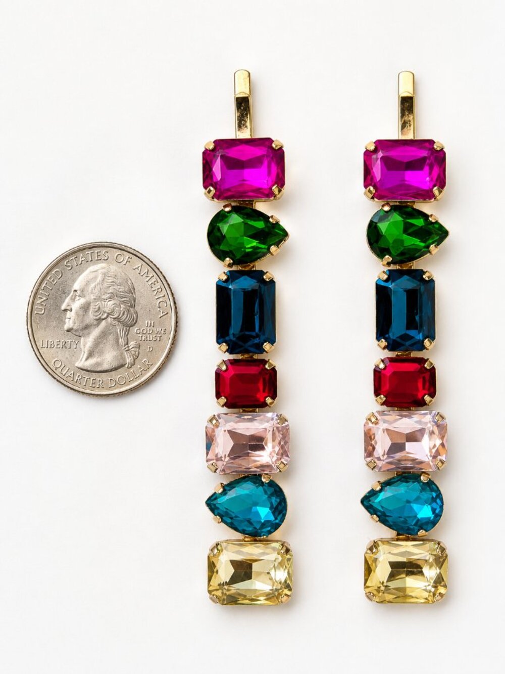 Gold Tone Gemstone Hair Pin / Barrette – Statement Hair Accessory